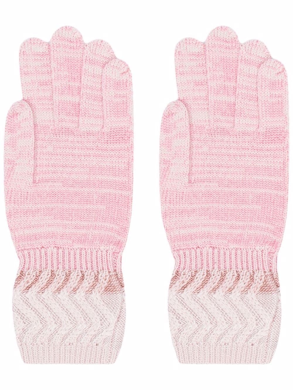 zigzag-cuffs knitted gloves - 1