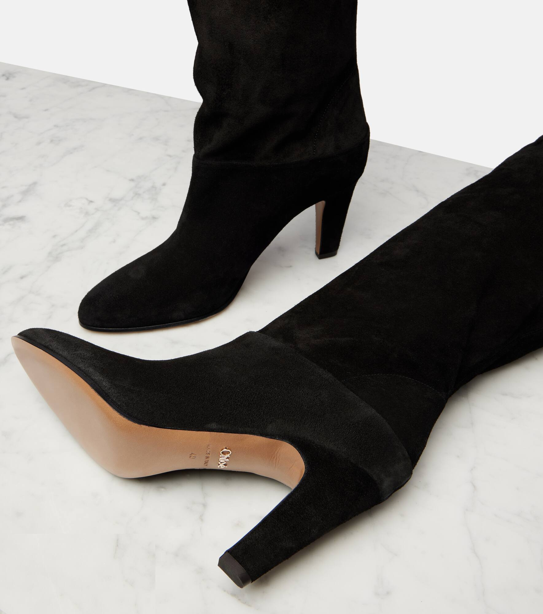 Suede over-the-knee boots - 5