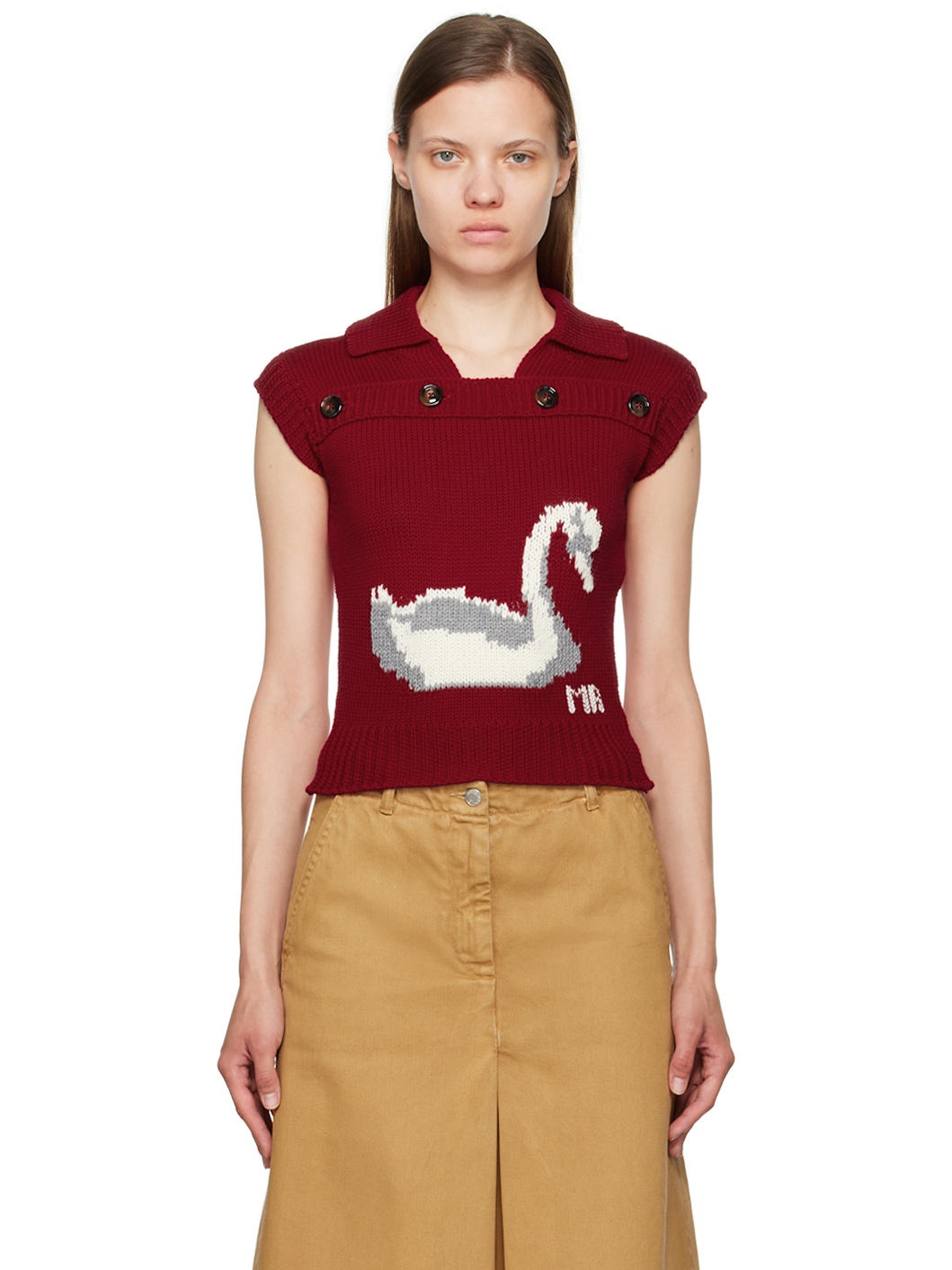 Red Intarsia Vest - 1