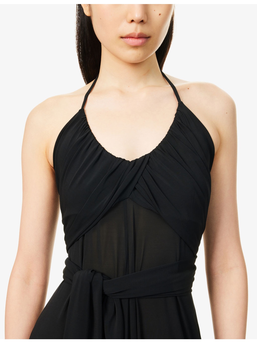 Cross Halterneck Stretch-Woven Maxi Dress - 5