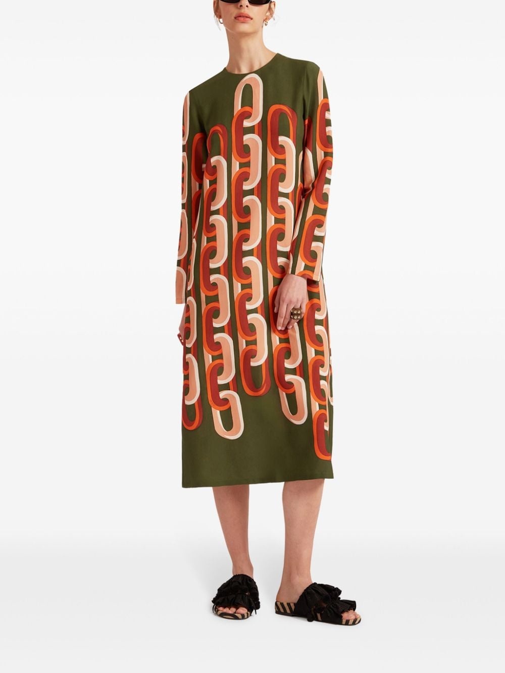 Swing chain-link print middi dress - 2