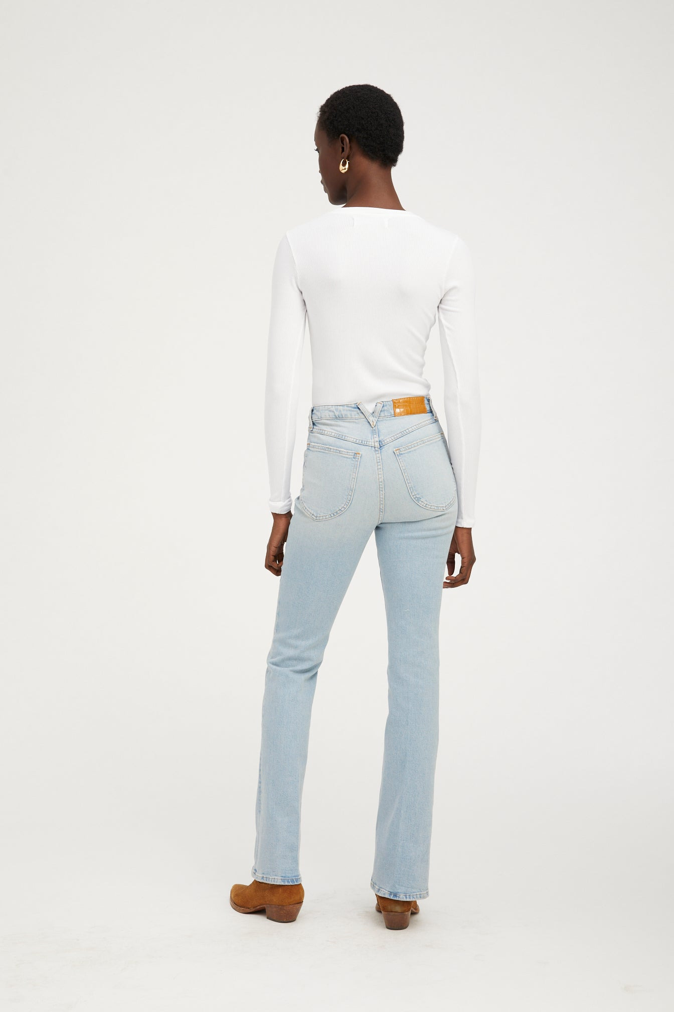 WHITE RIB CROPPED LONG SLEEVE BABY TEE - 4