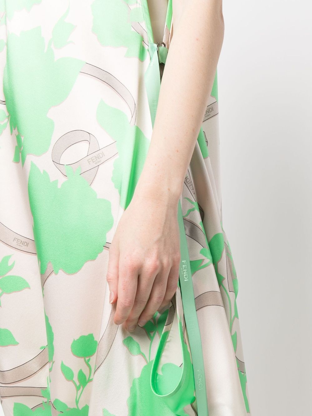 floral-motif draped silk dress - 5