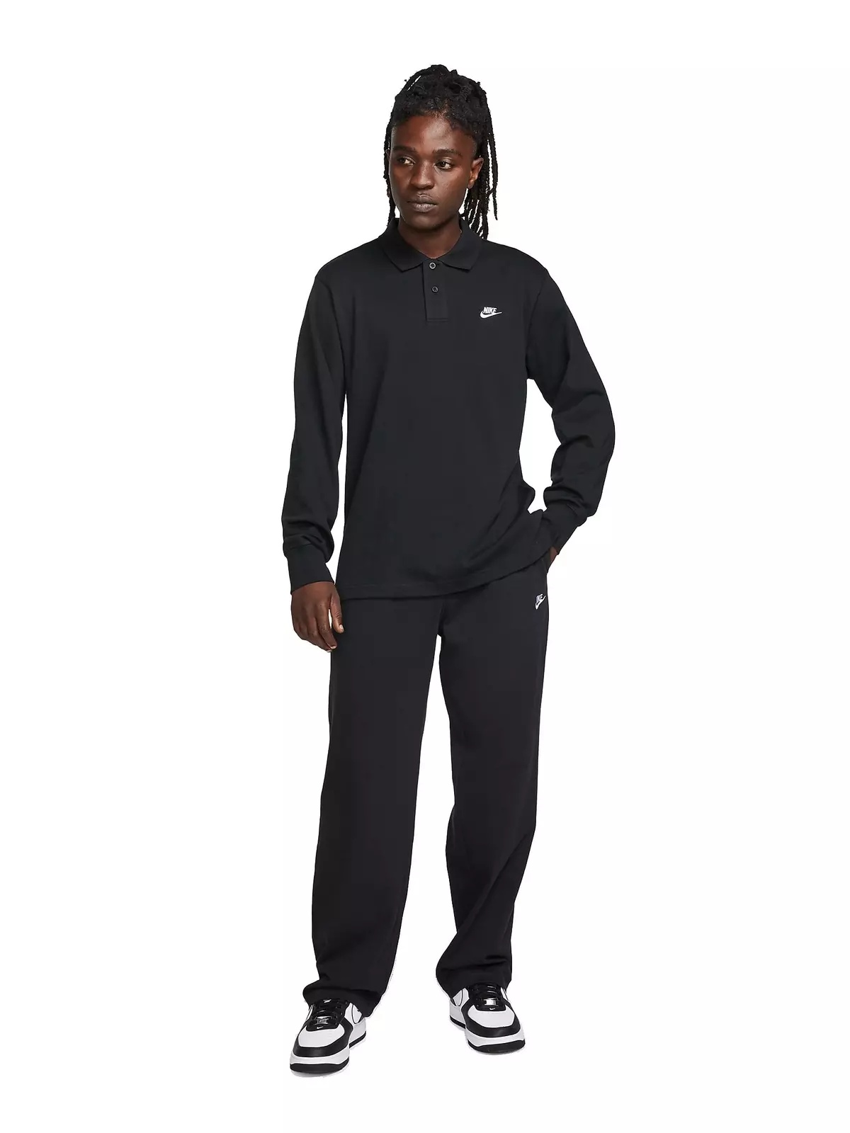 Men's Sportswear Club Knit Open-Hem Pants-Black - 4