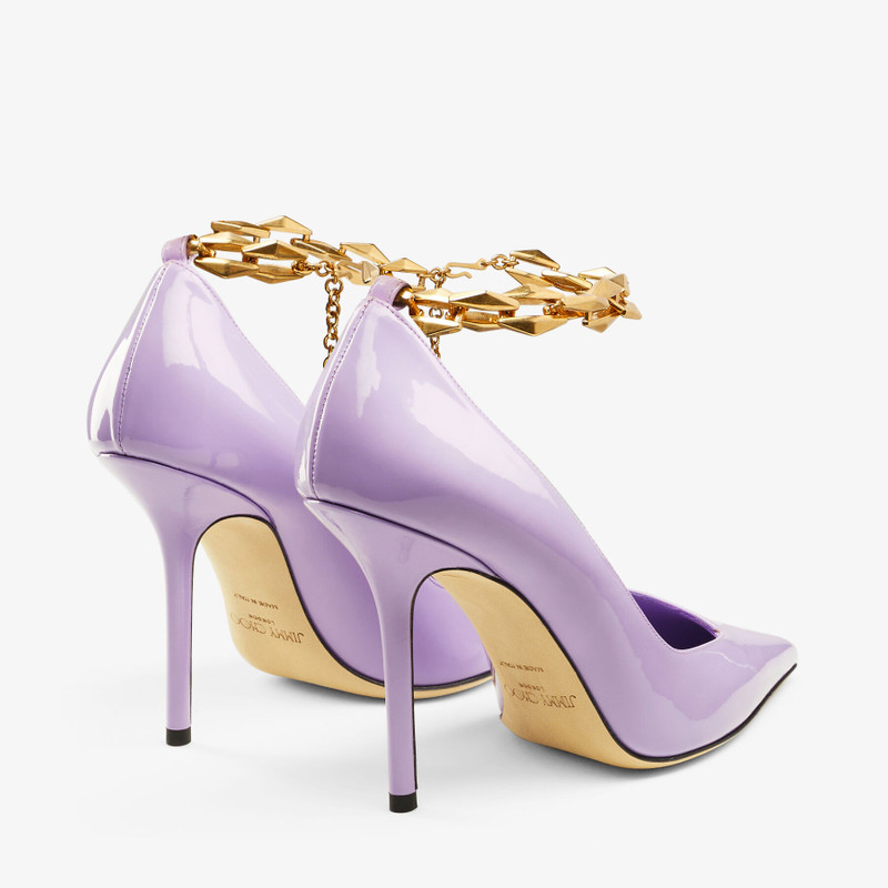 Diamond Talura 100 Wisteria Soft Patent Leather Pumps with Chain 7