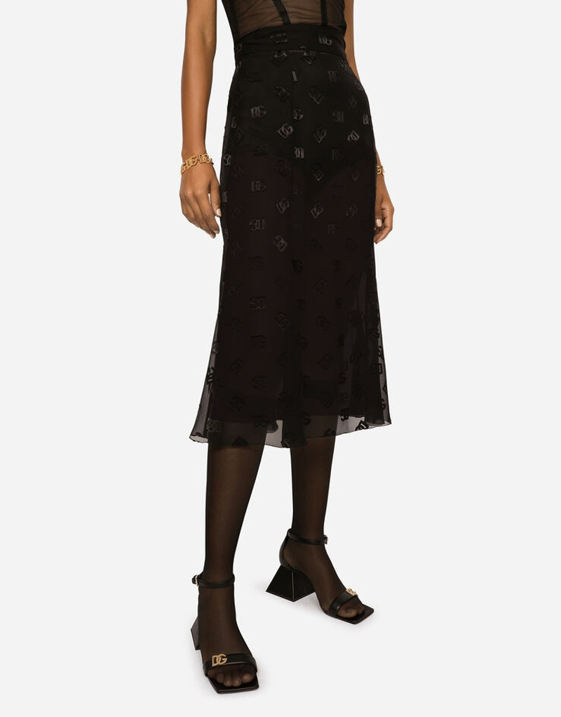 Devoré satin skirt with all-over DG logo 3