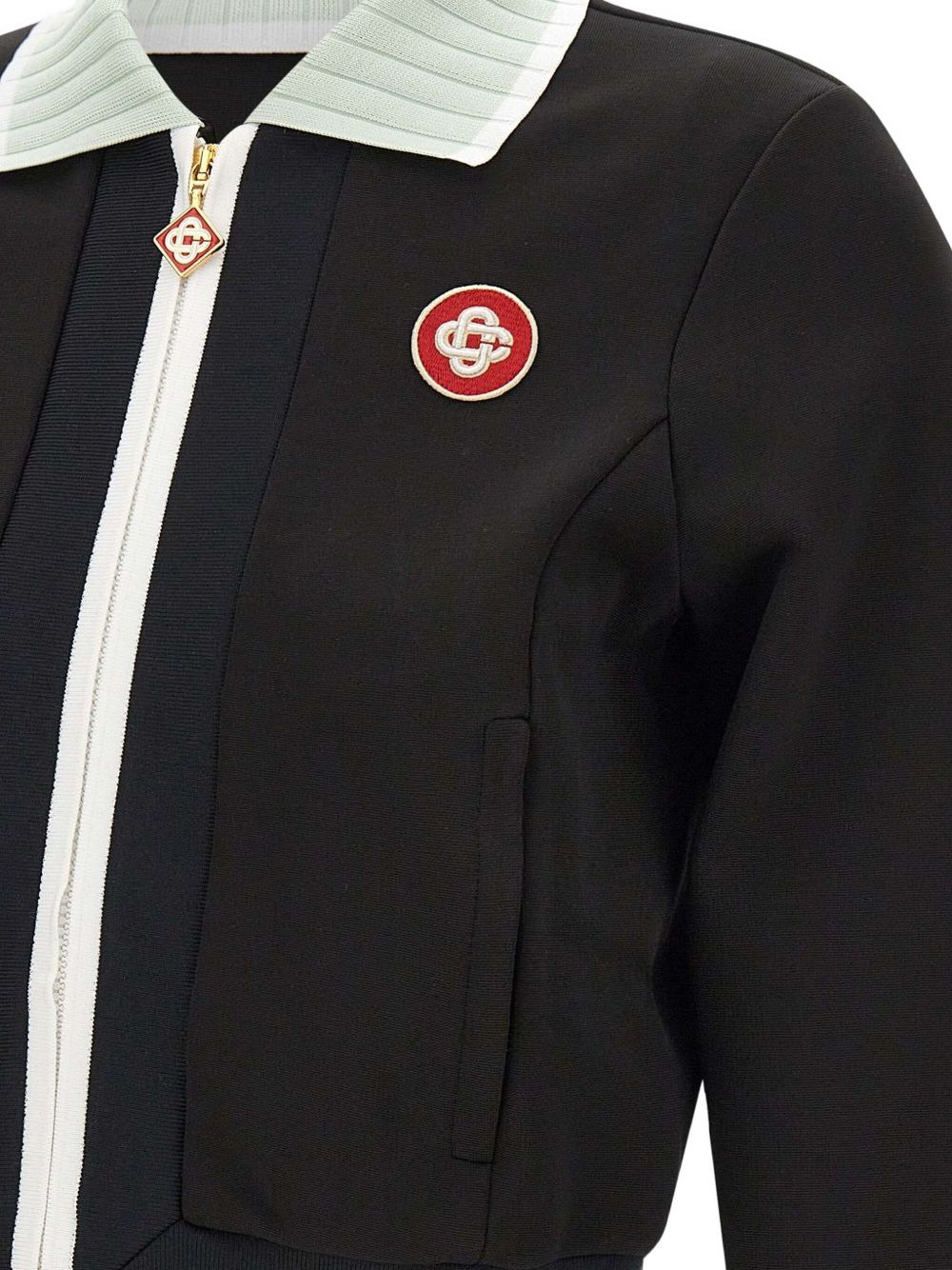 high-collar embroidered-logo jacket - 4