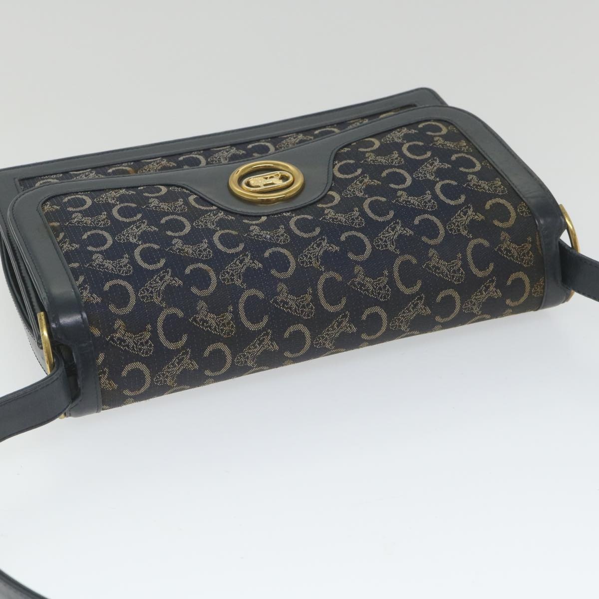 CELINE C Macadam Canvas Horse Carriage Shoulder Bag Navy - 6