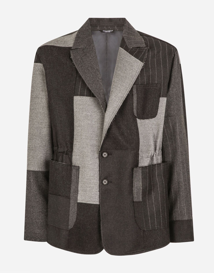 Deconstructed stretch wool patchwork jacket - 3