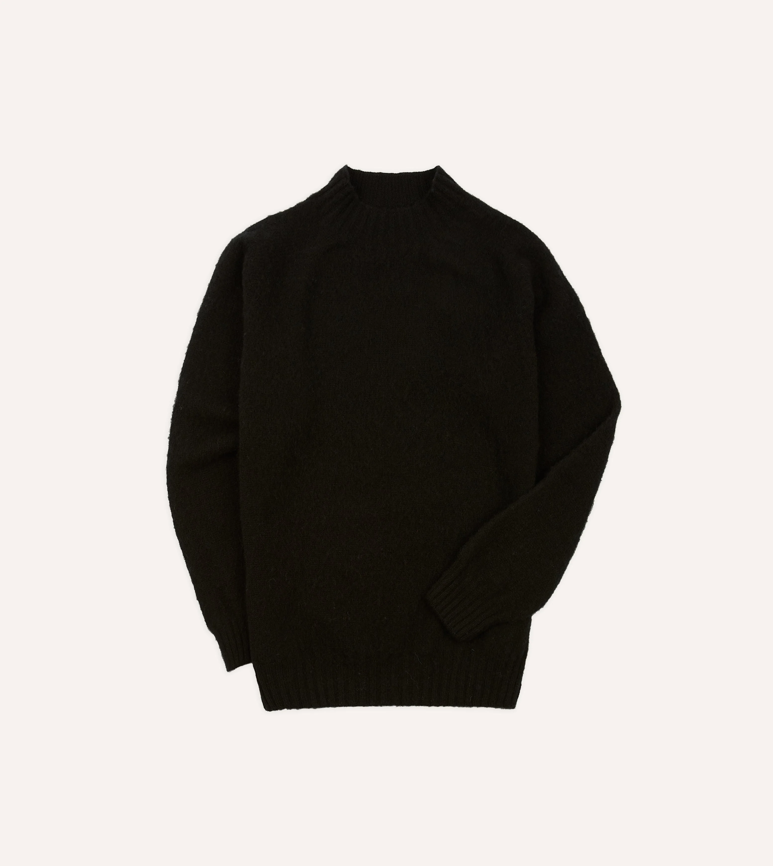 Black Brushed Shetland Mock Neck Jumper - 1