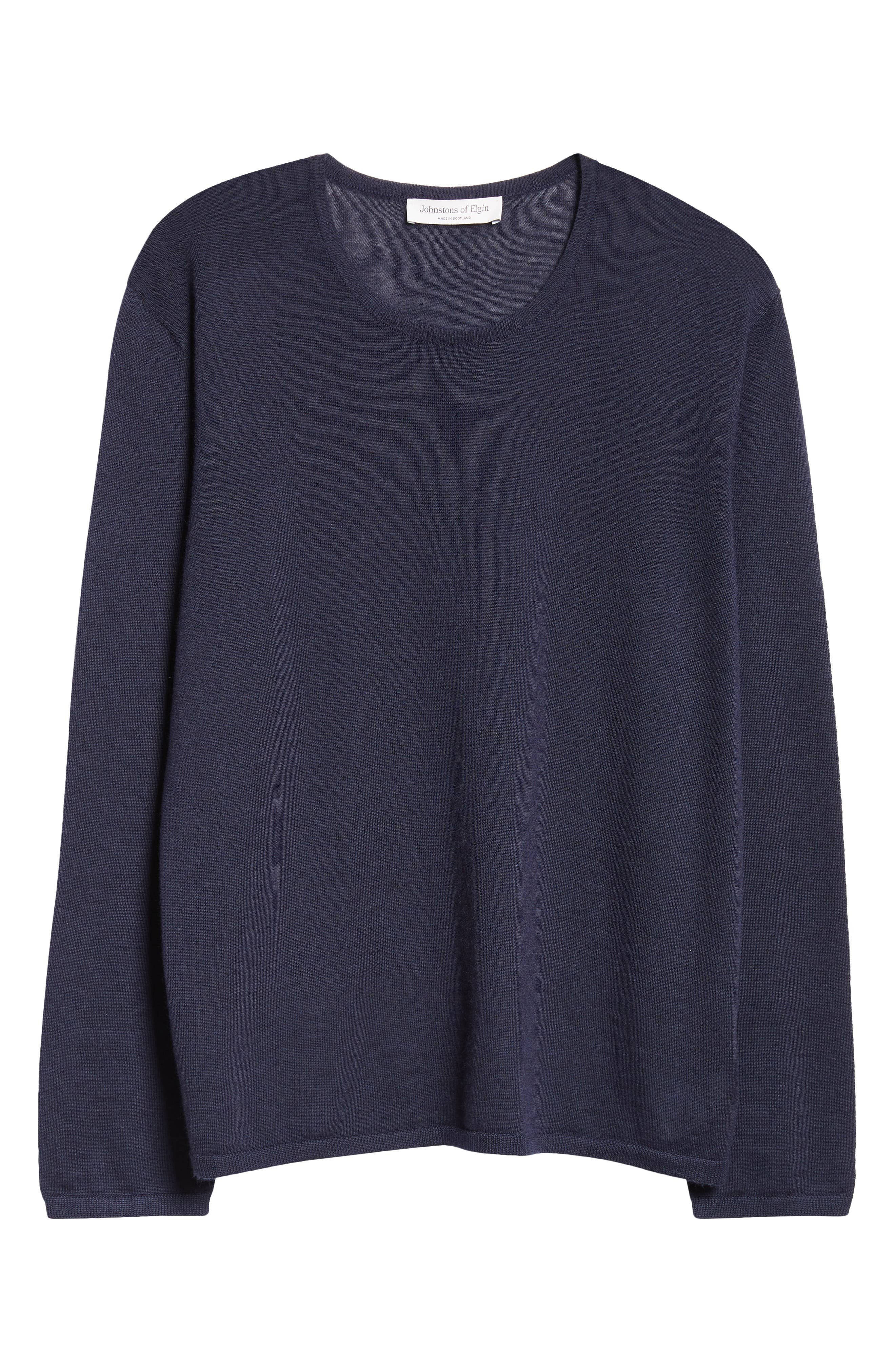 Johnstons of Elgin Superfine Cashmere & Silk Crewneck Sweater in Dark Navy at Nordstrom - 5