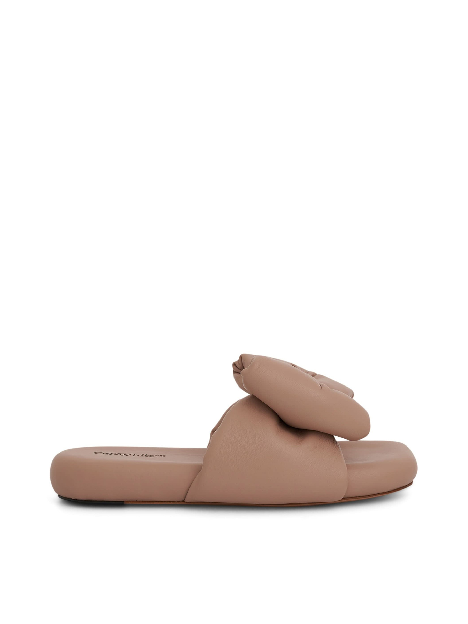Nappa Bow Padded Slipper in Beige - 2