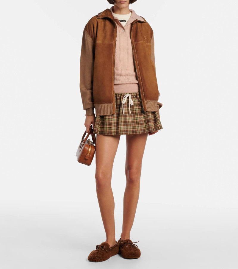 Miu Miu Suede-trimmed shearling boat shoes outlook