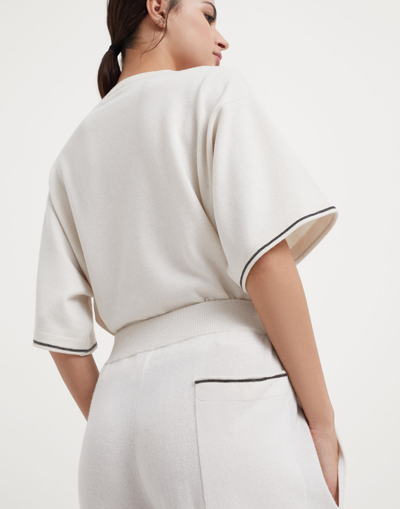 Virgin wool, cashmere and silk knit trousers with shiny pocket detail 3