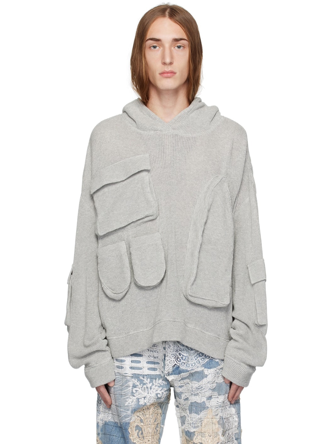 Gray Multi Pocket Hoodie - 1