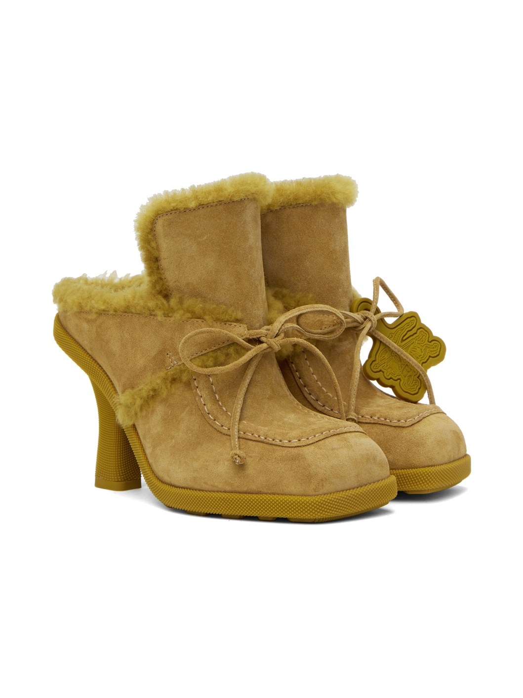 Yellow Shearling Highland Mules - 4