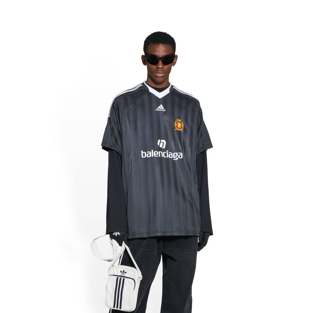 Men's Balenciaga / Adidas Small Crossbody Messenger Bag in White - 3