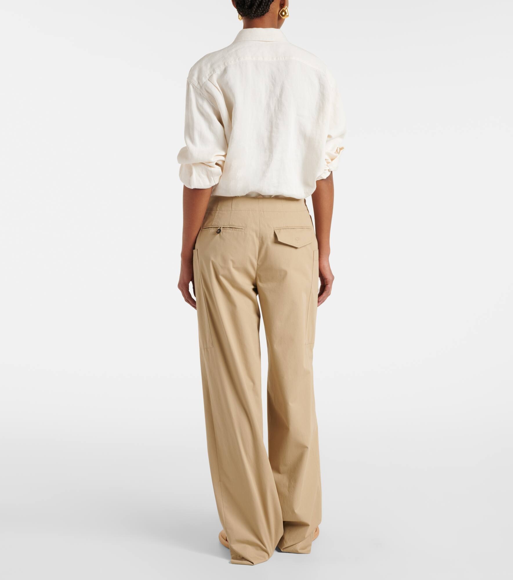 Cotton poplin wide-leg pants - 3
