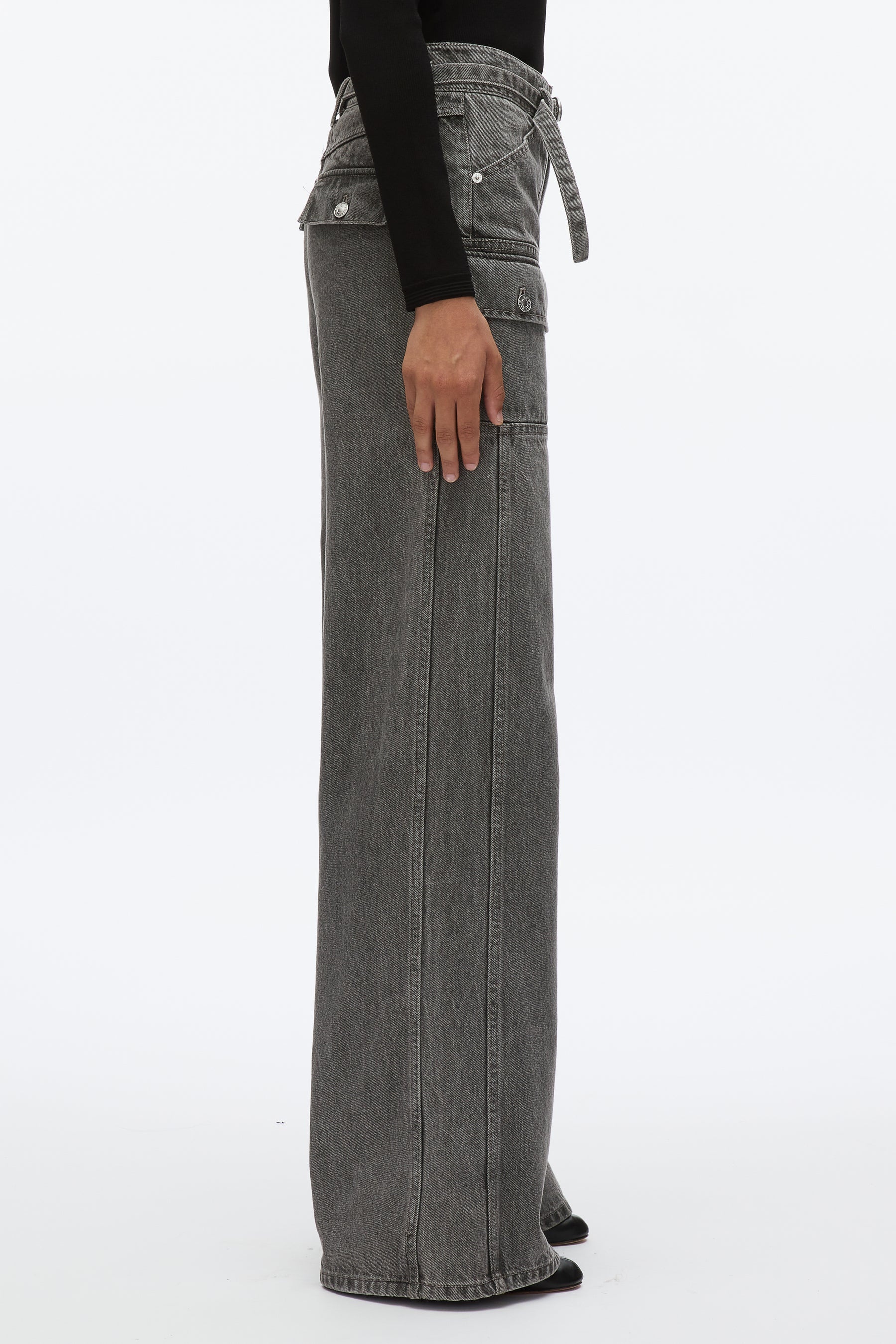 Cargo Wide Leg Belted Jeans - 2