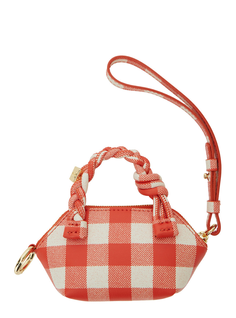 Ganni Women 'Vichy' Red Nano Bag With Braided Handle And Logo Plaque In Leather Blend Woman - 3