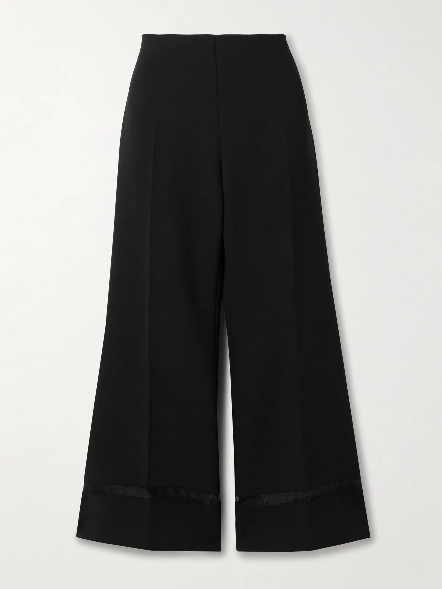 Wallace organza-trimmed crepe wide-leg pants Black - 1