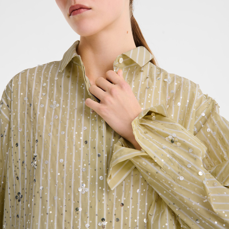 Shirt Pistachio - Sequin poplin 5