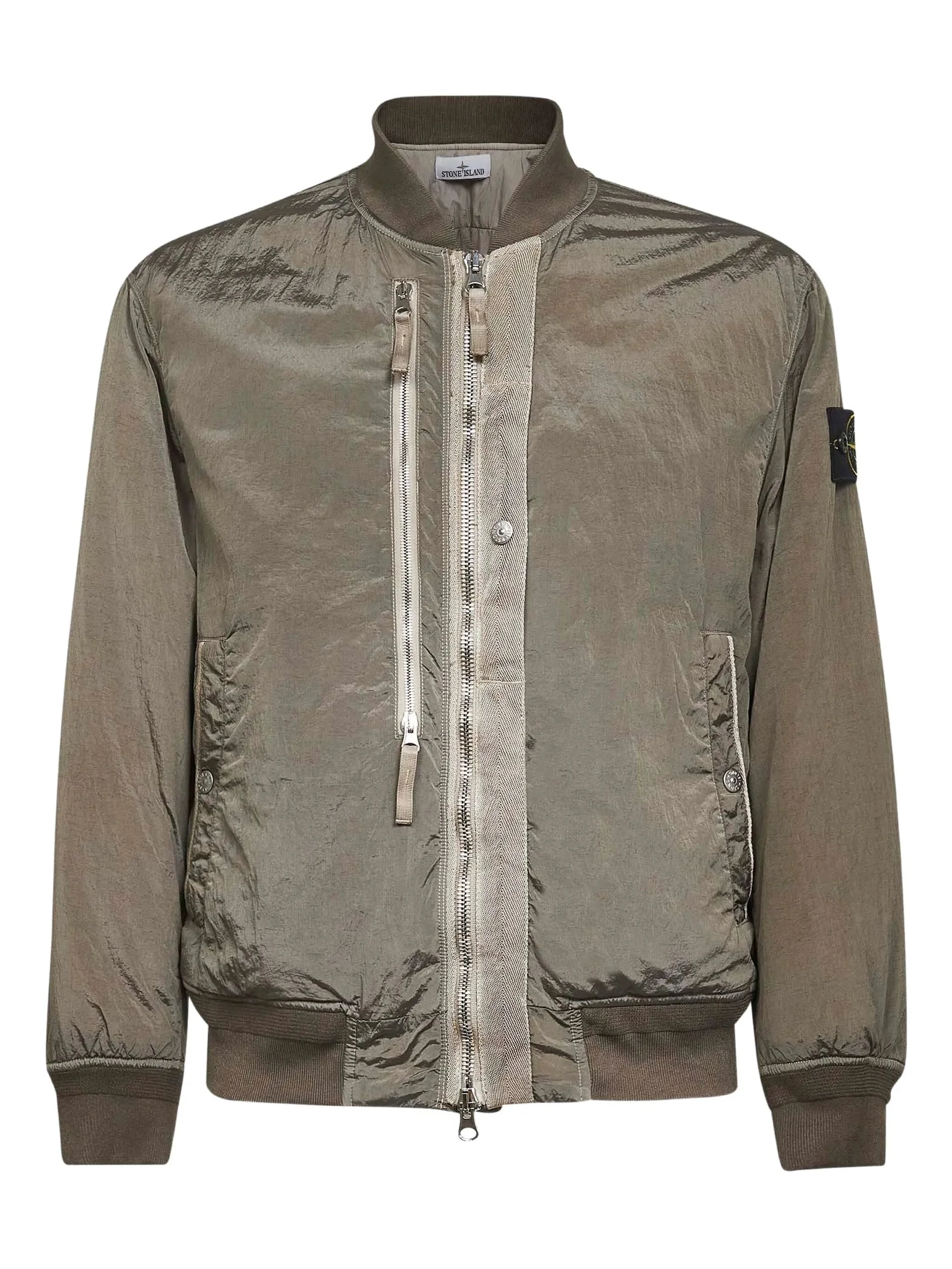 Stone Island Ribbed-trims Zip-up Bomber Jacket - 1