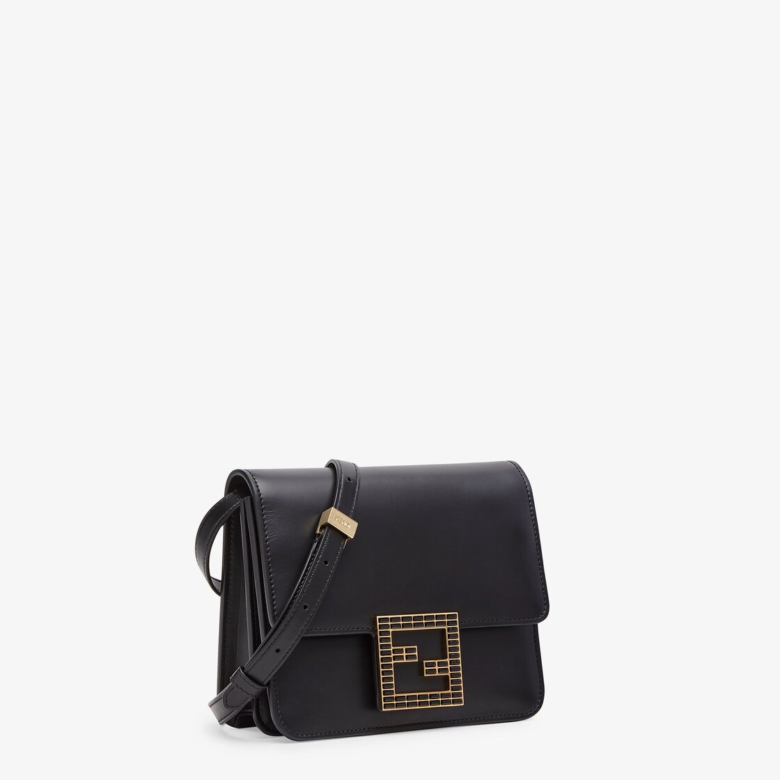 FENDI FAB bag made of black leather, with front flap decorated with metal FF detail with baguette-cu - 2