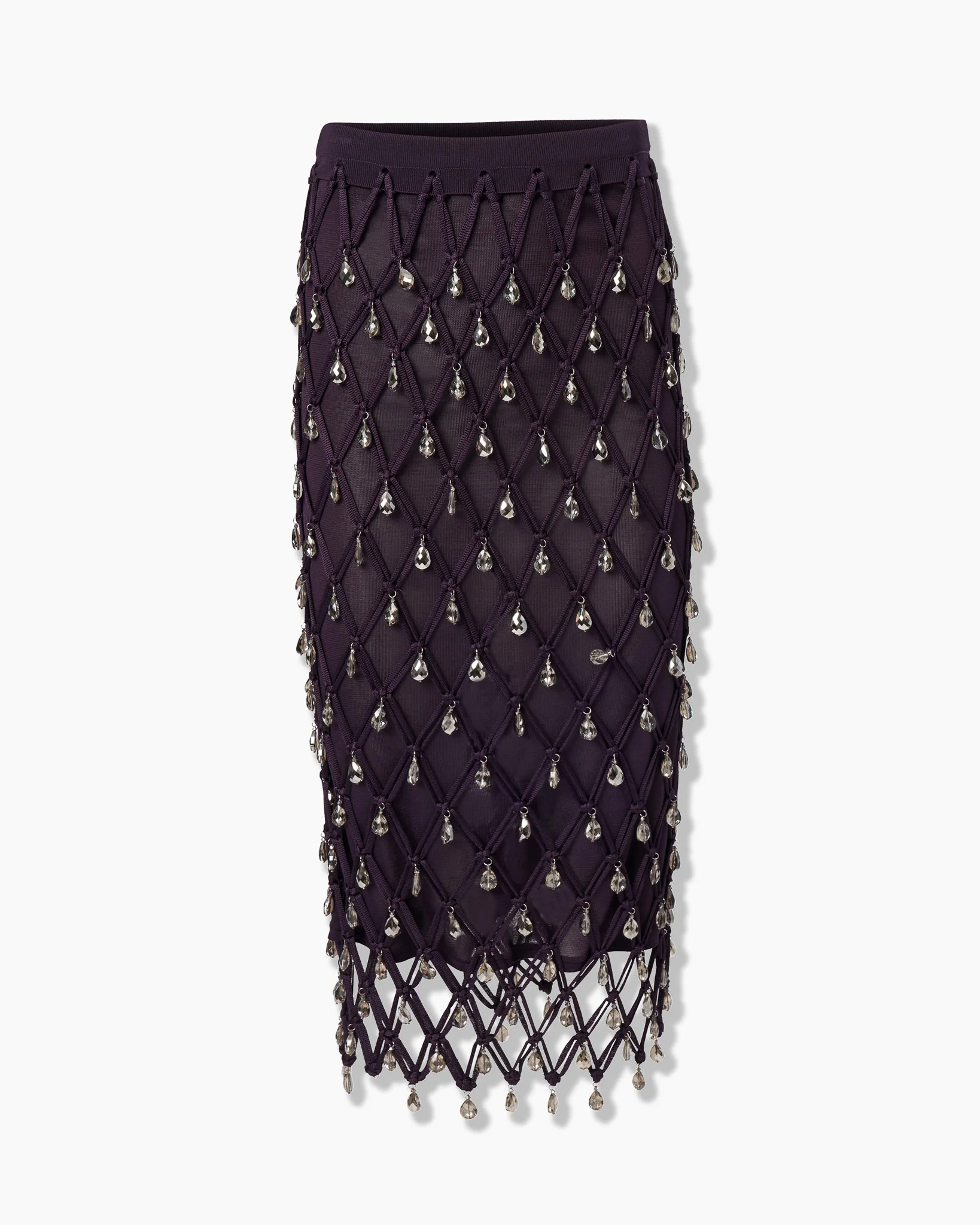 Macramé Midi Skirt with Raindrop Crystals - 1