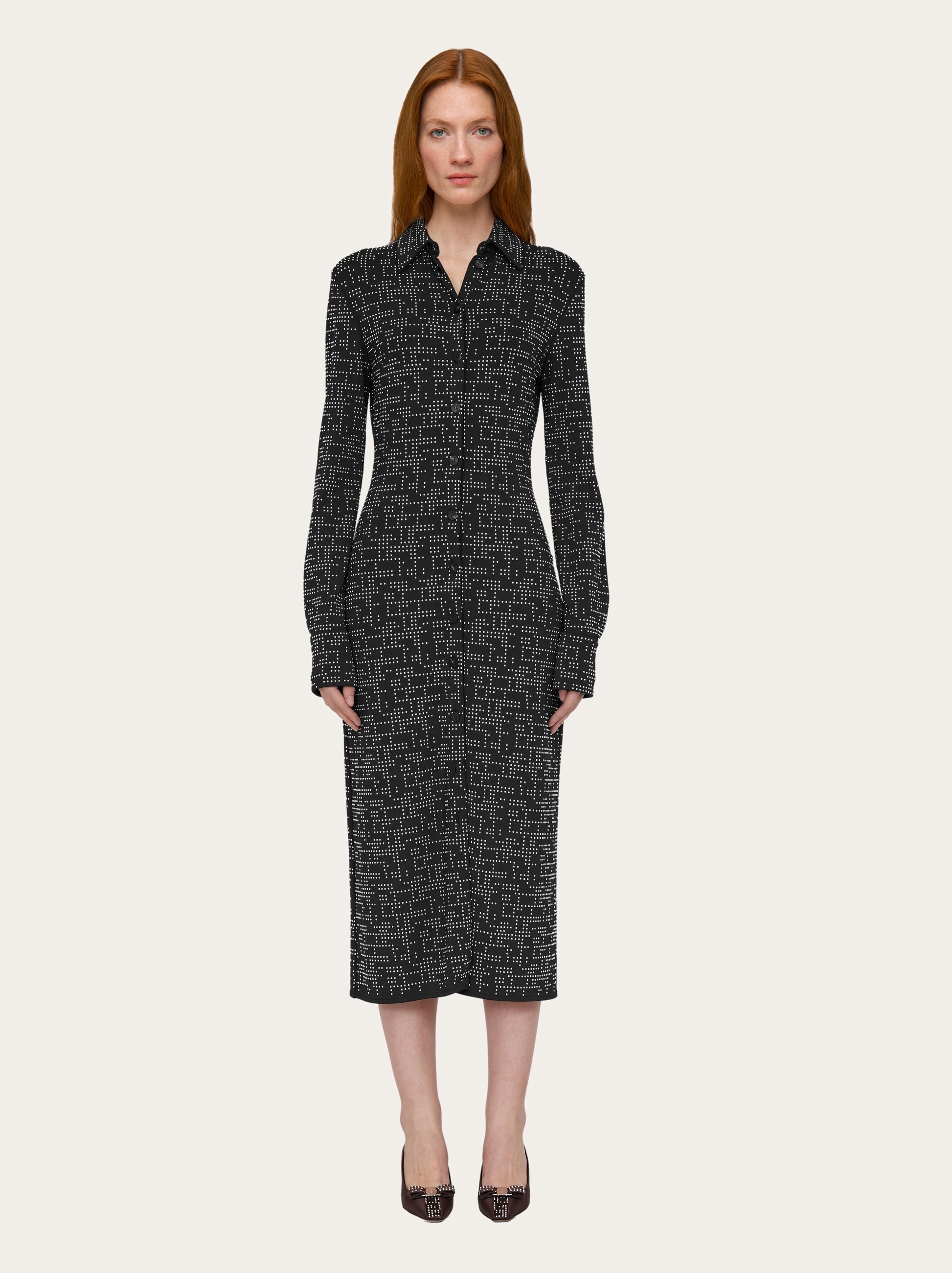 Jersey shirt dress with micro studs - 2