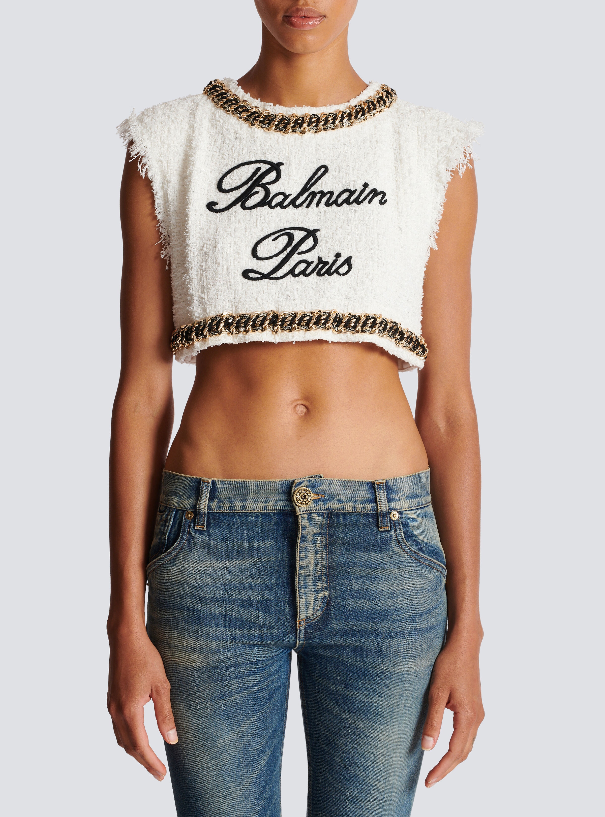 Balmain Signature tweed tank top - 5