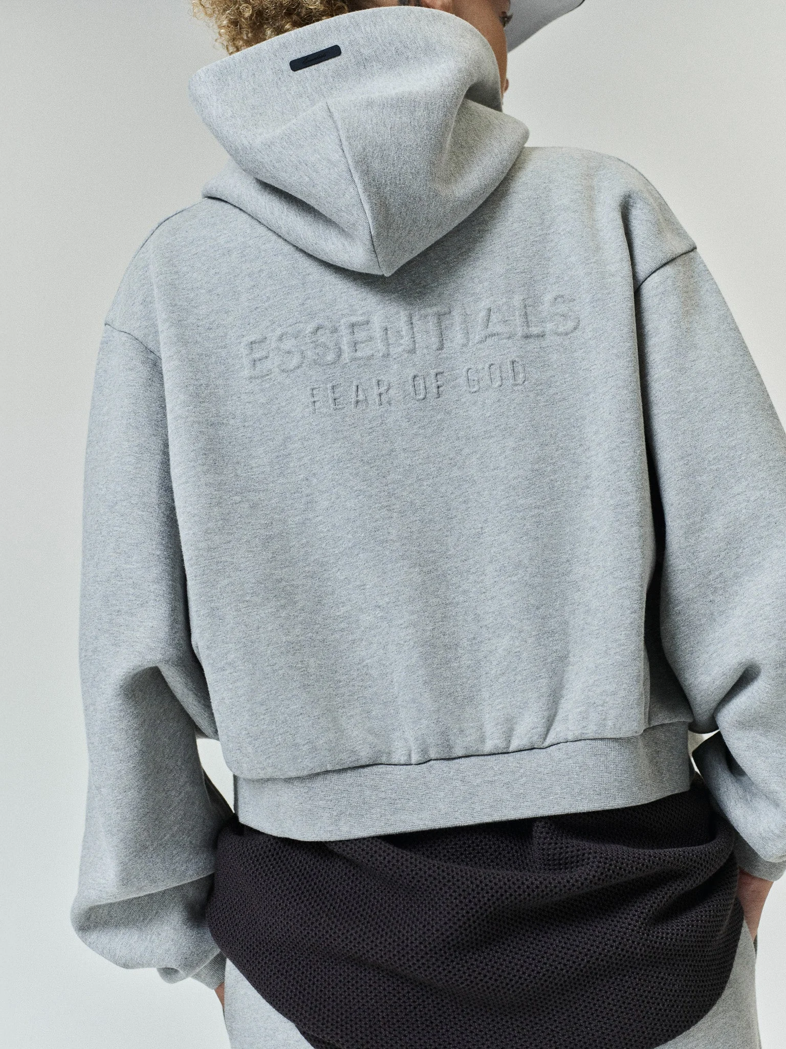 Womens Embossed FW26 Cropped Zip-Up Hoodie - 1