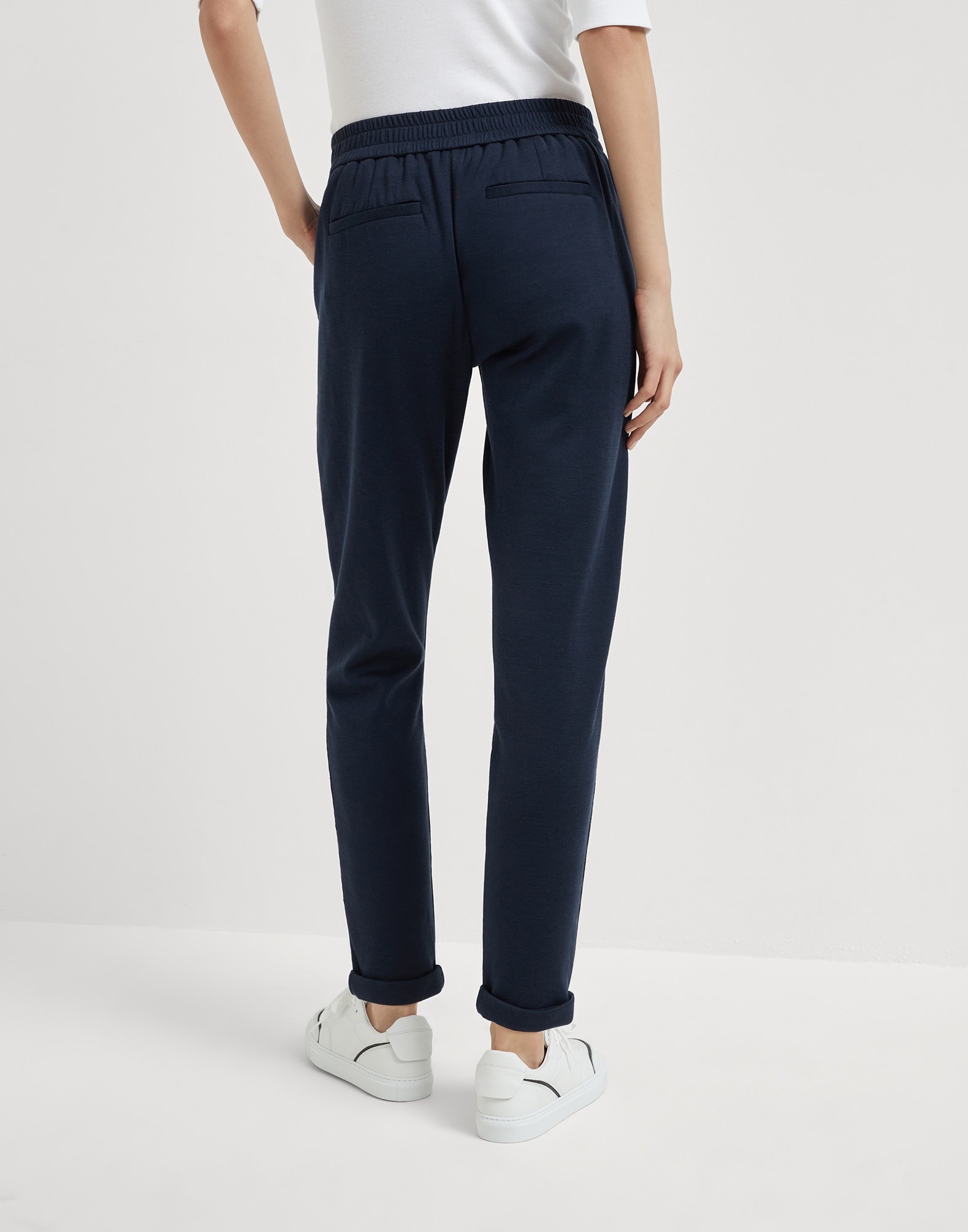 Comfort cotton and silk interlock trousers with precious stripe - 2