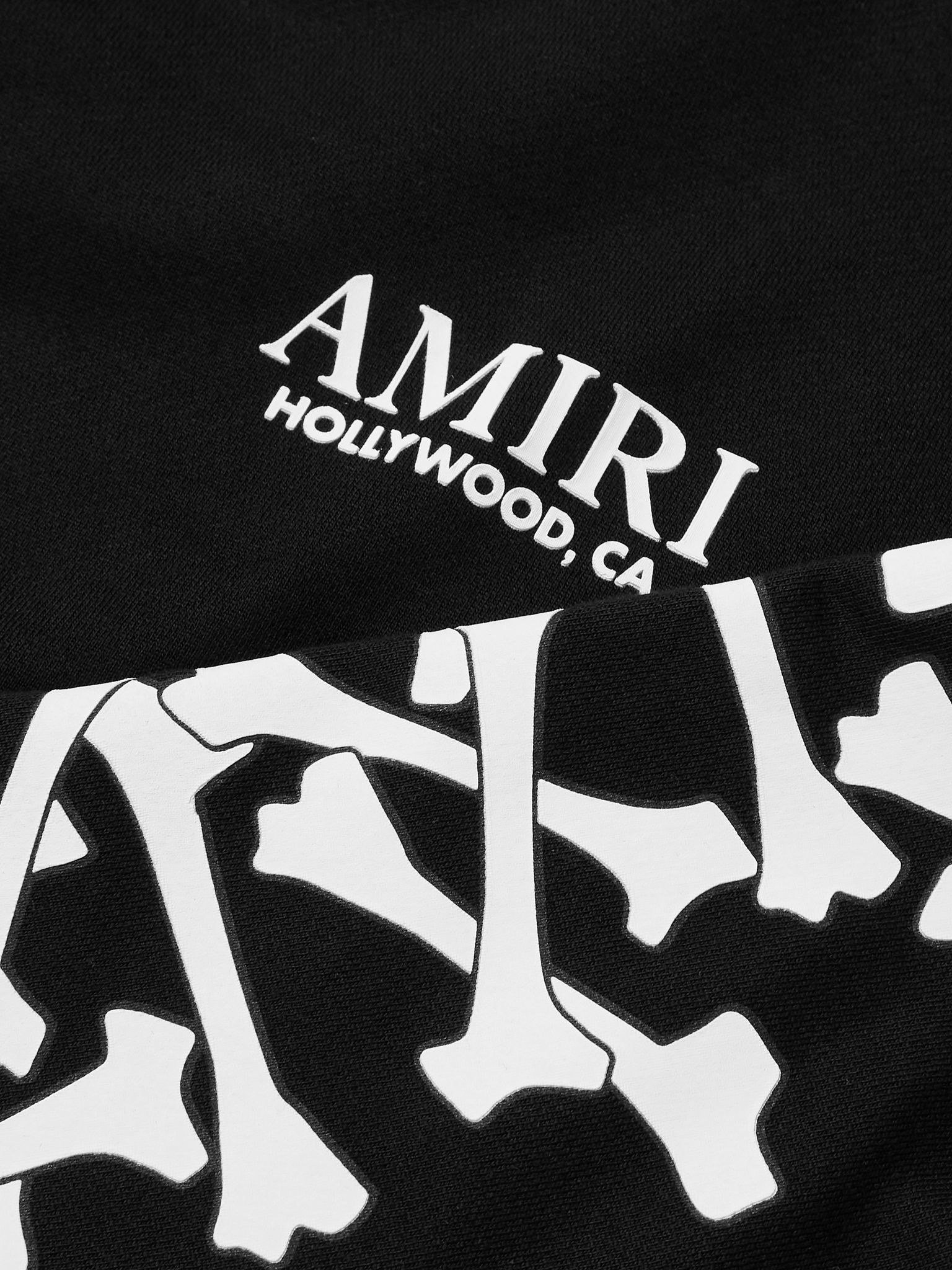 Bones Stacked Logo-Appliquéd Printed Cotton-Jersey Hoodie Black - 4