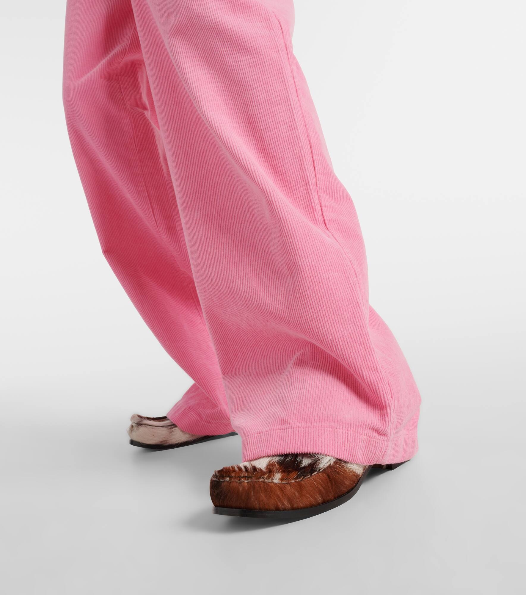 Face cotton corduroy wide-leg pants - 6