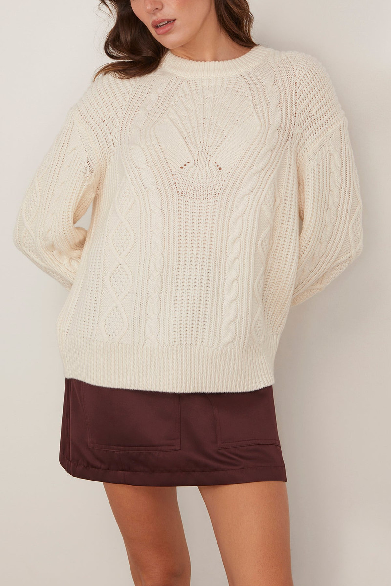 Silva Cable Knit Sweater in Ivory 3