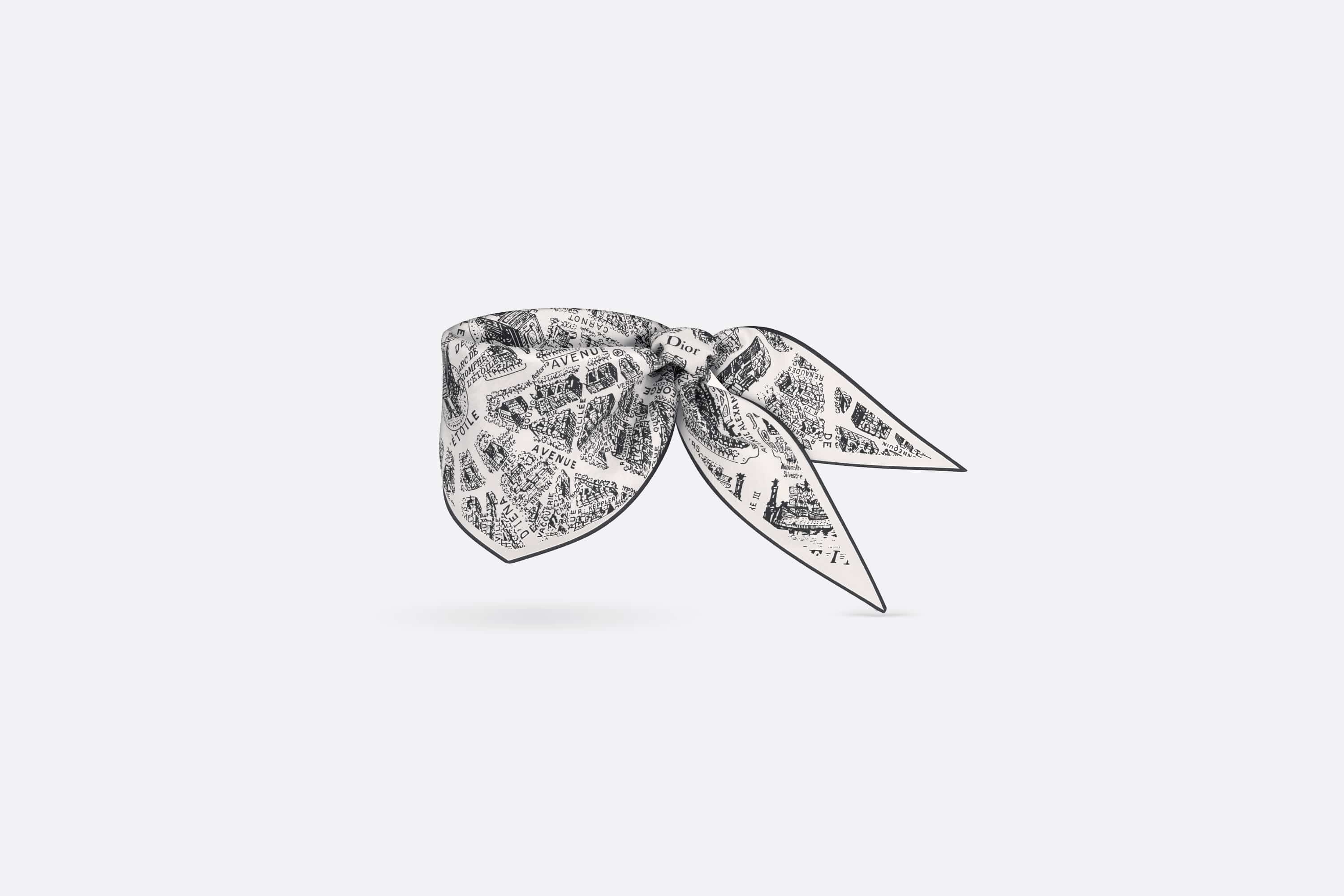 【希少品】Dior スカーフ PLAN DE PARIS DIOR DIAMOND CHRISTIAN DIOR Silk Plan De Paris Print Diamond Scarf White