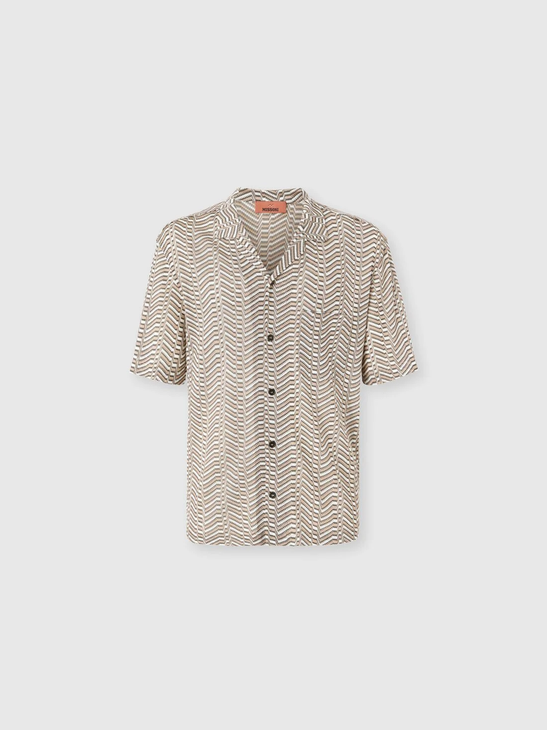 Viscose knit bowling shirt with Greek key motif - 1
