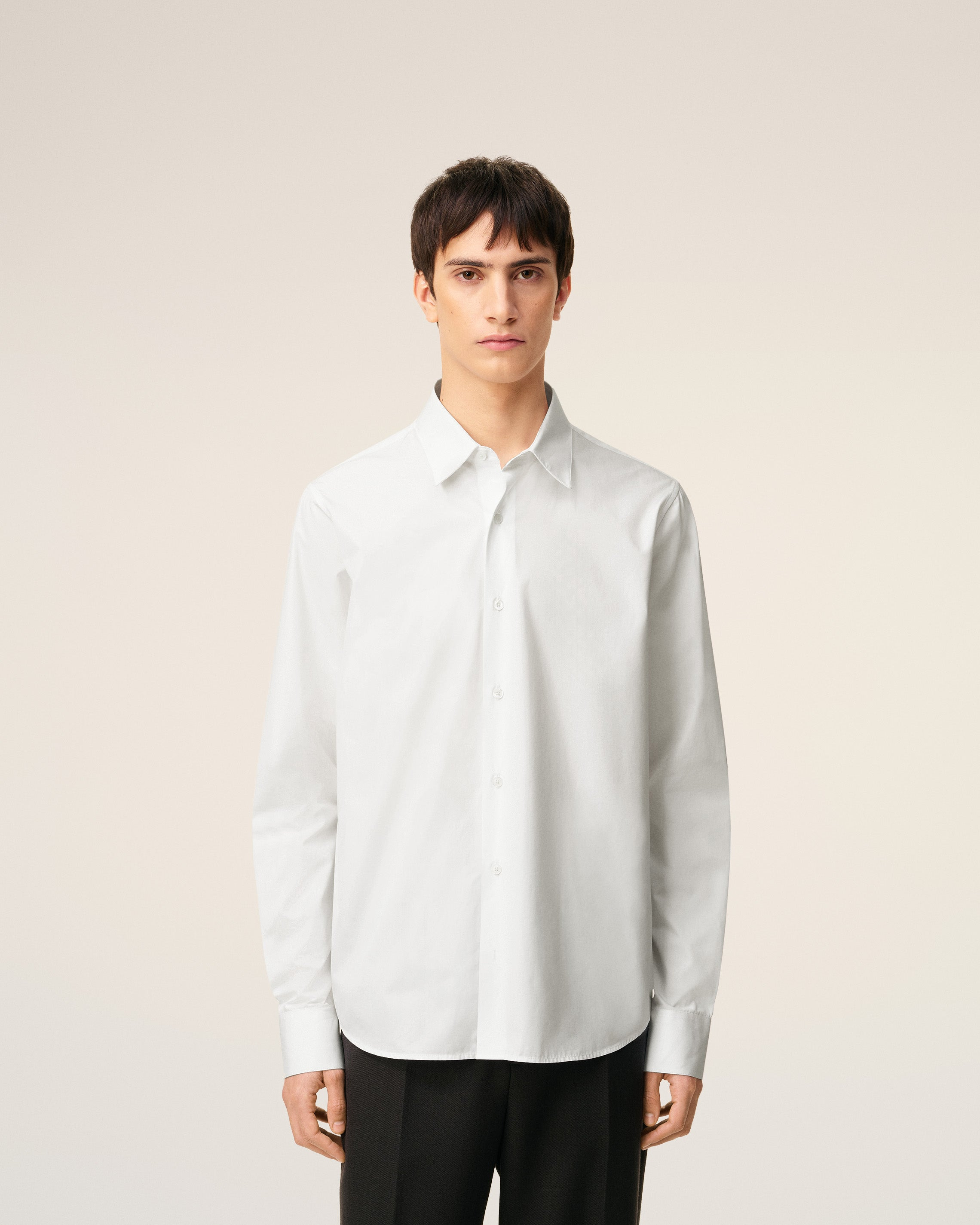 WHITE POPLIN COTTON TAILOR SHIRT - 3