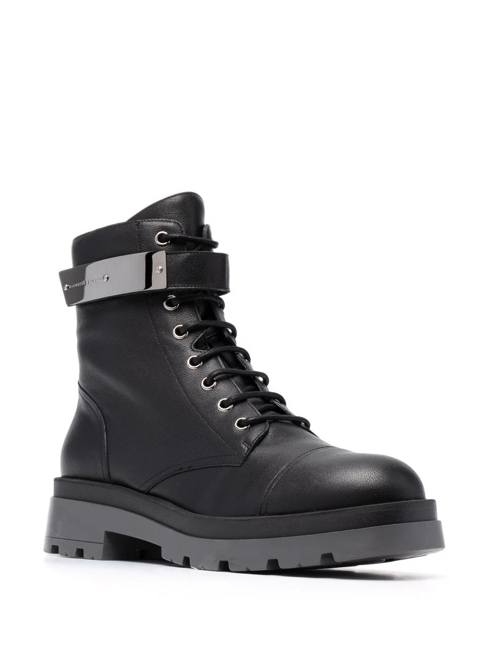 engraved-logo lace-up boots - 2