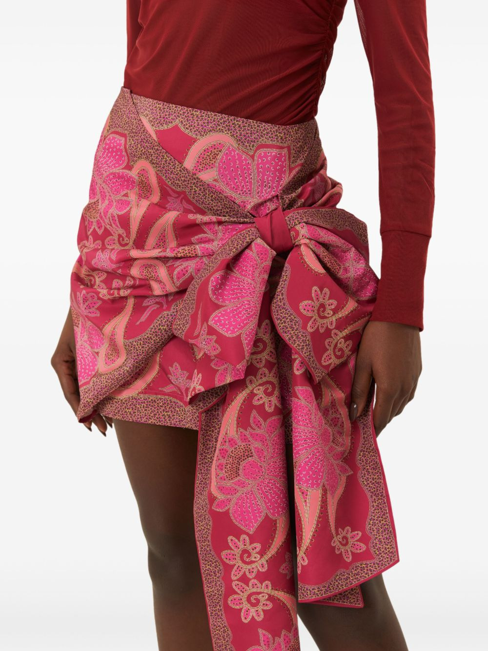 bow-detail floral-print mini skirt - 4
