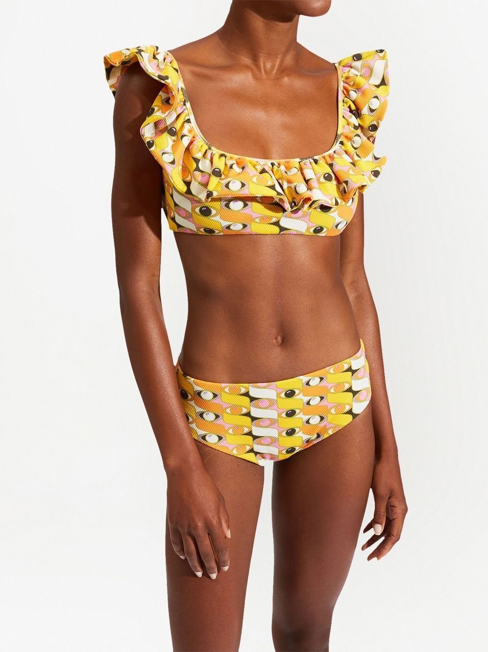 Ruffle graphic-print bikini top - 2