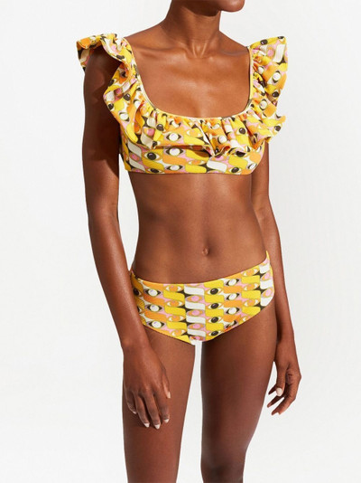 La DoubleJ Ruffle graphic-print bikini top outlook