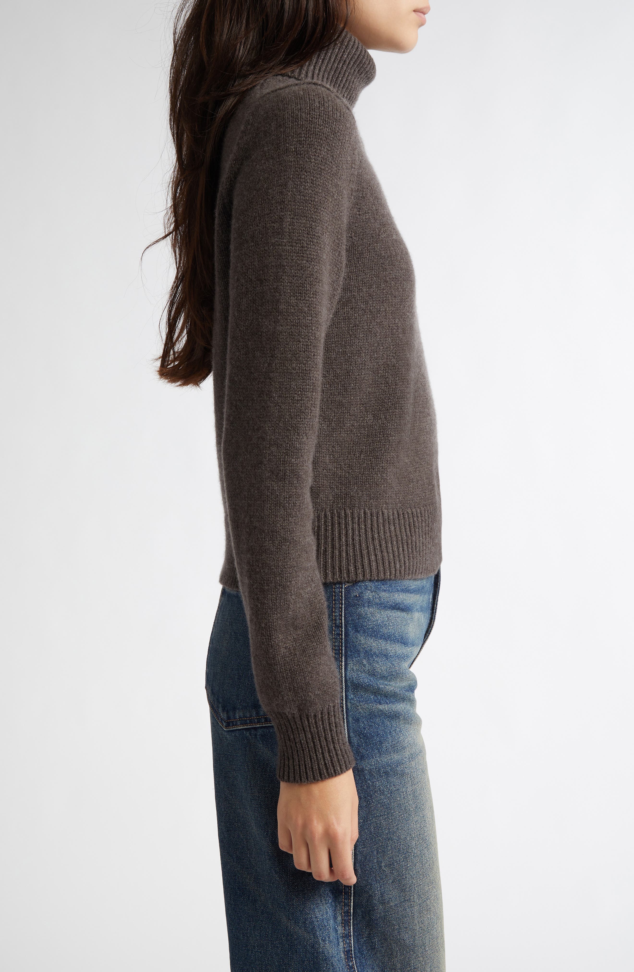 Nili Lotan Hollyn Cashmere Turtleneck Sweater in Dark Umber Melange at Nordstrom - 4