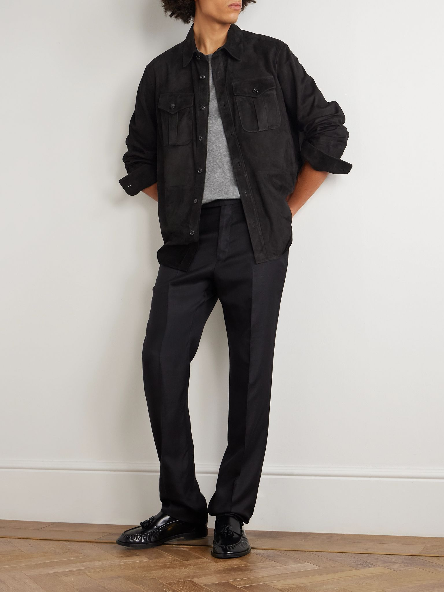 Barron Suede Overshirt Black - 2