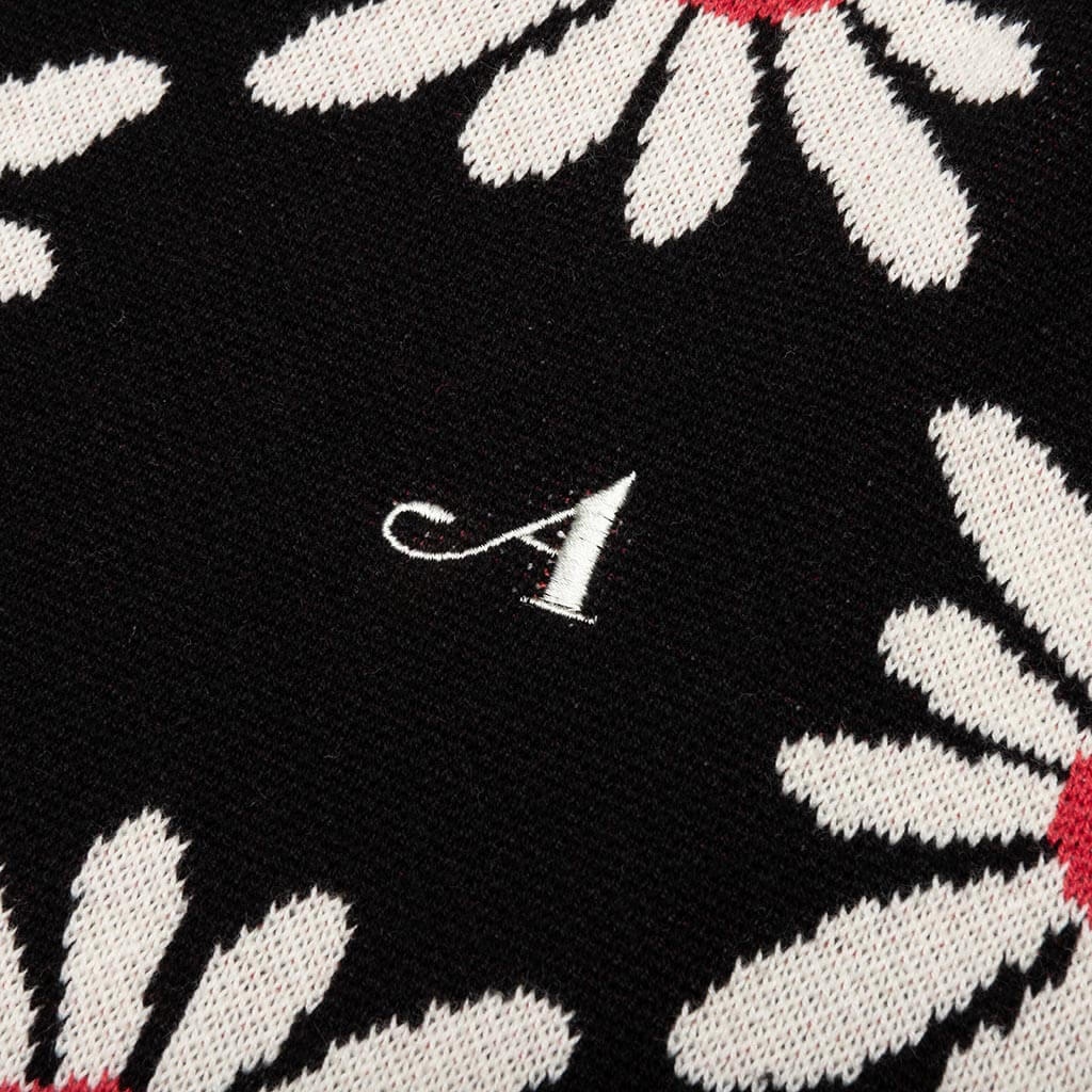 CHECKERED FLORAL SWEATER VEST - BLACK FLORAL - 4