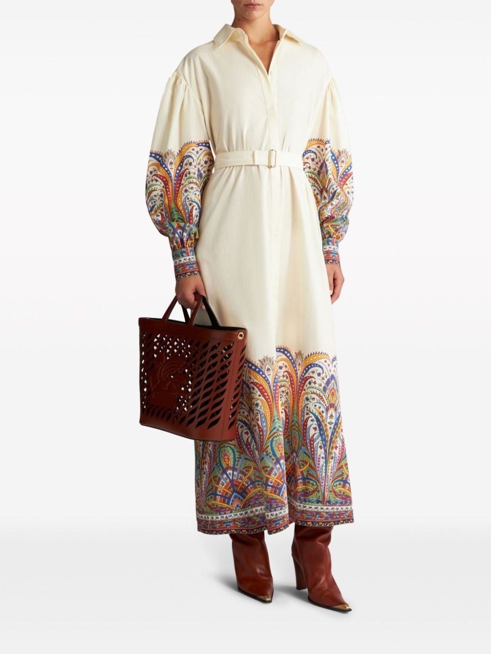 paisley-print cotton shirt dress - 2