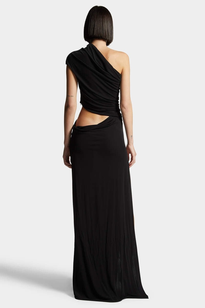 CREPE VISCOSE JERSEY ASYMMETRICAL LONG DRESS 4