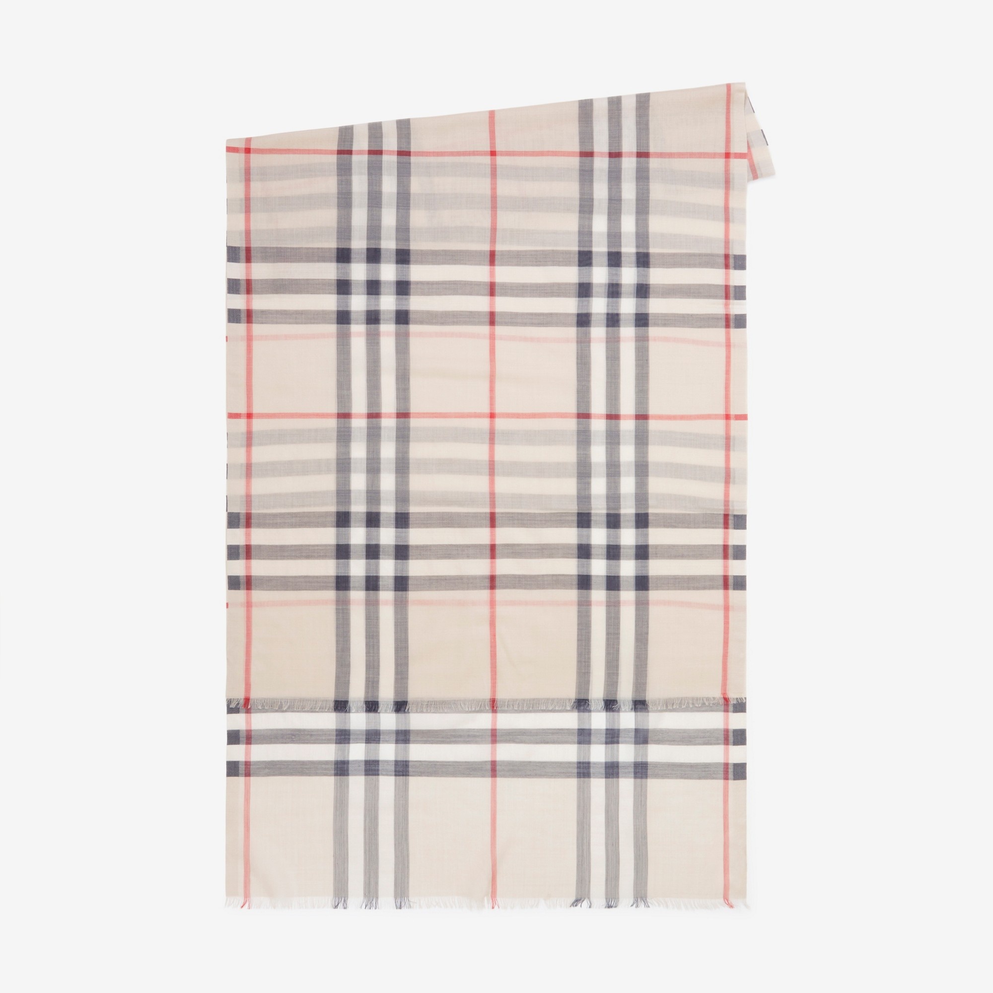 Check Lightweight Wool Silk Scarf - 2