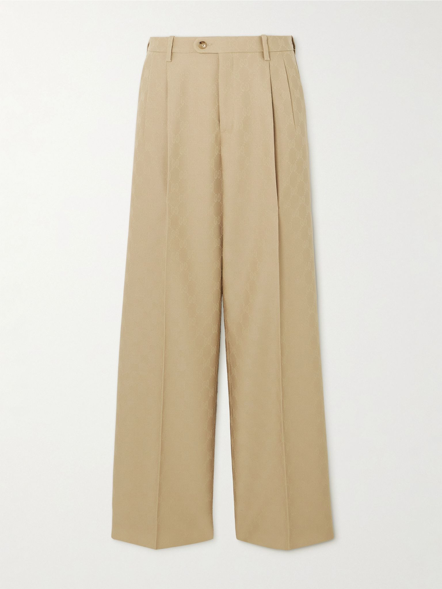 Pleated wool-jacquard pants Camel - 1